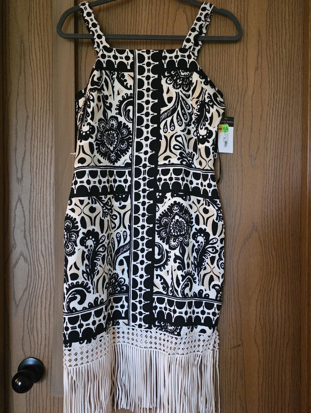 Tahari ASL‎ Border-Print Fringe Sheath Dress Size 4 - Picture 2 of 7